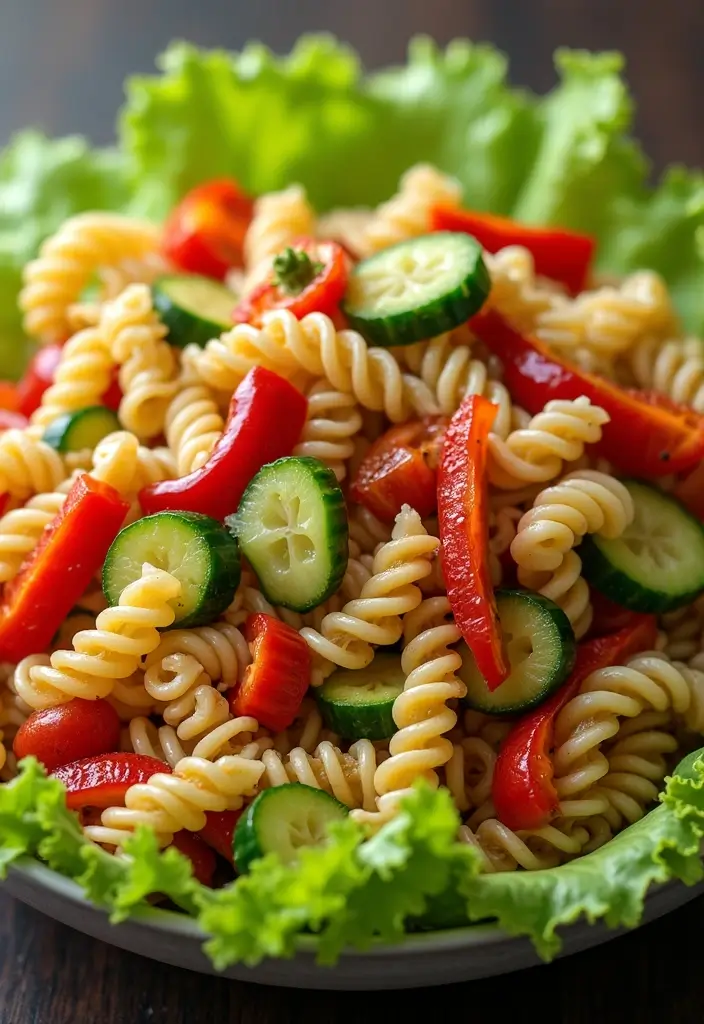 30+ Pasta Salad with Lettuce Recipes for Crunchy Fresh Bites 44 30+ Pasta Salad with Lettuce Recipes for Crunchy Fresh Bites - 8. Rainbow Pasta Salad with Lettuce and Veggies