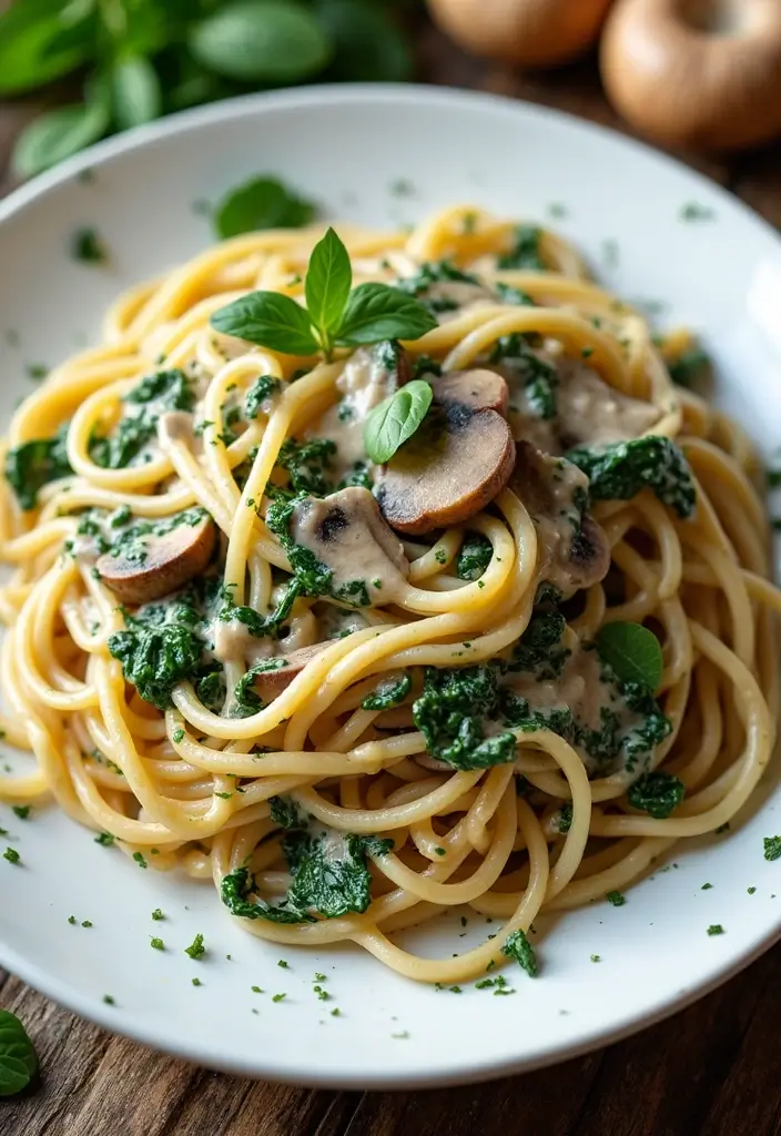 30+ Pasta and Vodka Sauce Recipes That Feel Restaurant-Worthy 25 30+ Pasta and Vodka Sauce Recipes That Feel Restaurant-Worthy - 5. Spinach and Mushroom Vodka Pasta