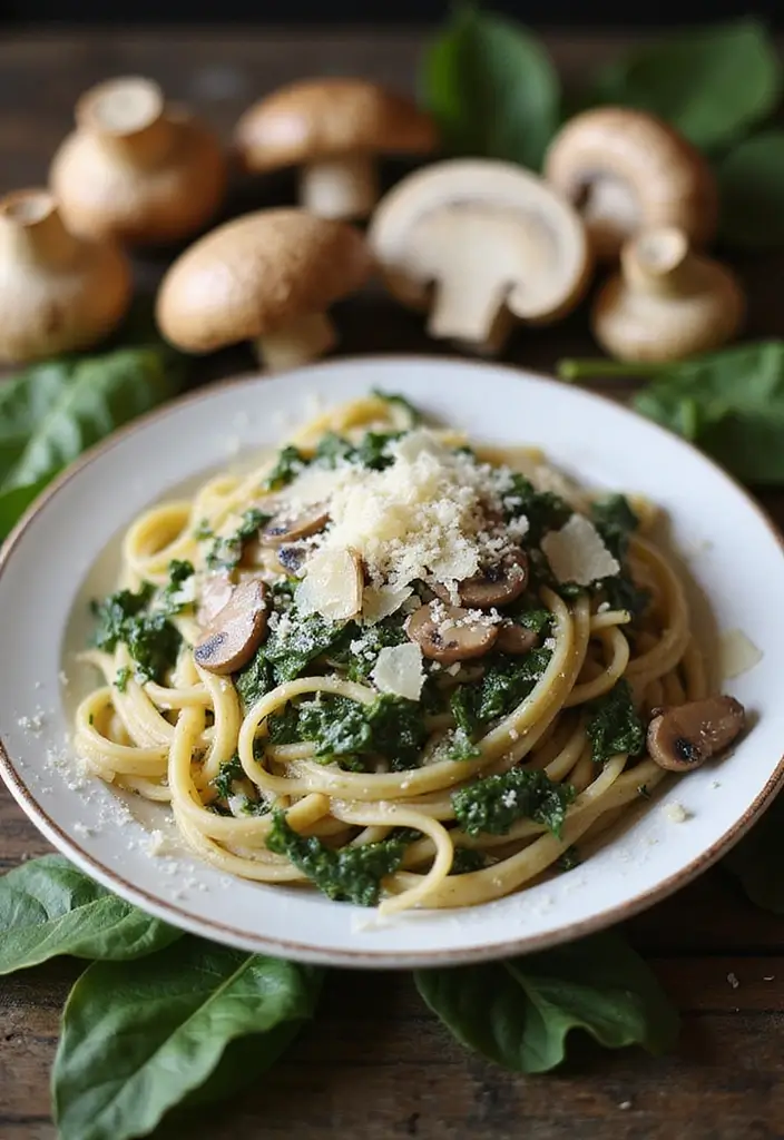 30+ Simple and Easy Pasta Recipes Anyone Can Make at Home 15 30+ Simple and Easy Pasta Recipes Anyone Can Make at Home - 3. One-Pot Creamy Spinach and Mushroom Pasta