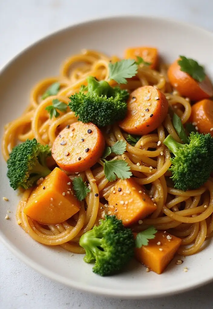 30+ Sweet Potato Pasta Recipes for Cozy Dinners 61 30+ Sweet Potato Pasta Recipes for Cozy Dinners - 11. Sweet Potato and Broccoli Stir-Fry Pasta