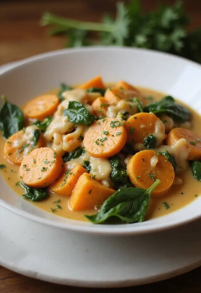 30+ Sweet Potato Pasta Recipes for Cozy Dinners 75 30+ Sweet Potato Pasta Recipes for Cozy Dinners - 13. Sweet Potato Alfredo with Spinach