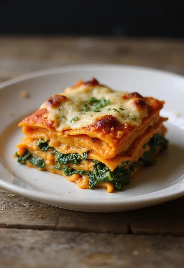 30+ Sweet Potato Pasta Recipes for Cozy Dinners 8 30+ Sweet Potato Pasta Recipes for Cozy Dinners - 2. Sweet Potato and Spinach Lasagna