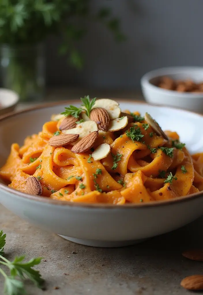 30+ Sweet Potato Pasta Recipes for Cozy Dinners 160 30+ Sweet Potato Pasta Recipes for Cozy Dinners - 26. Sweet Potato and Almond Pasta