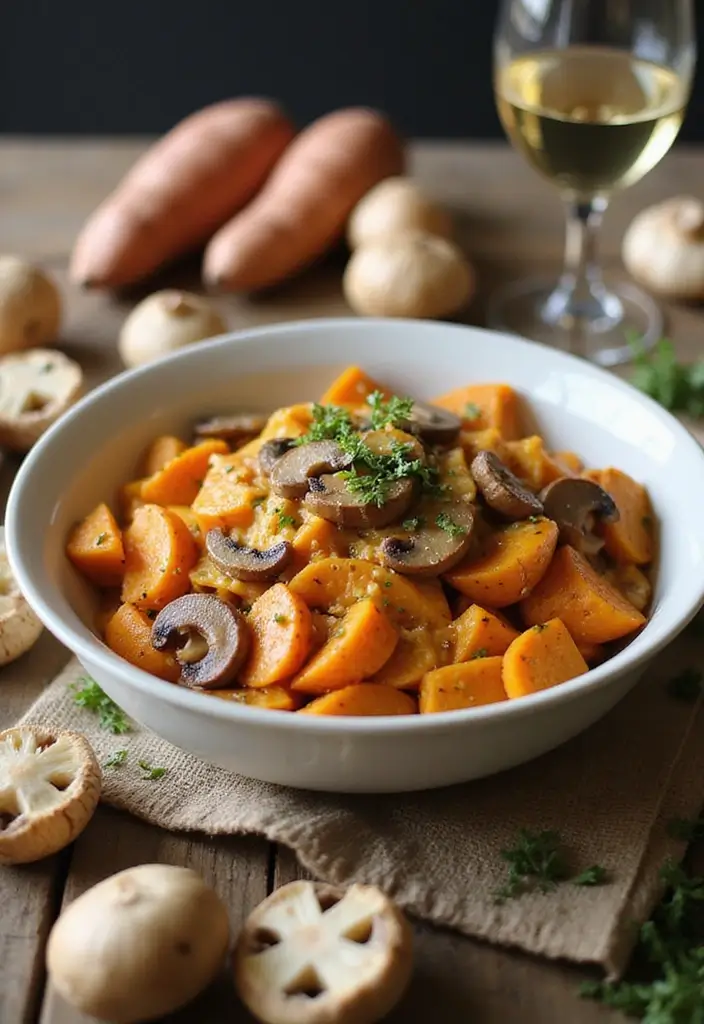 30+ Sweet Potato Pasta Recipes for Cozy Dinners 18 30+ Sweet Potato Pasta Recipes for Cozy Dinners - 4. Creamy Sweet Potato and Mushroom Pasta